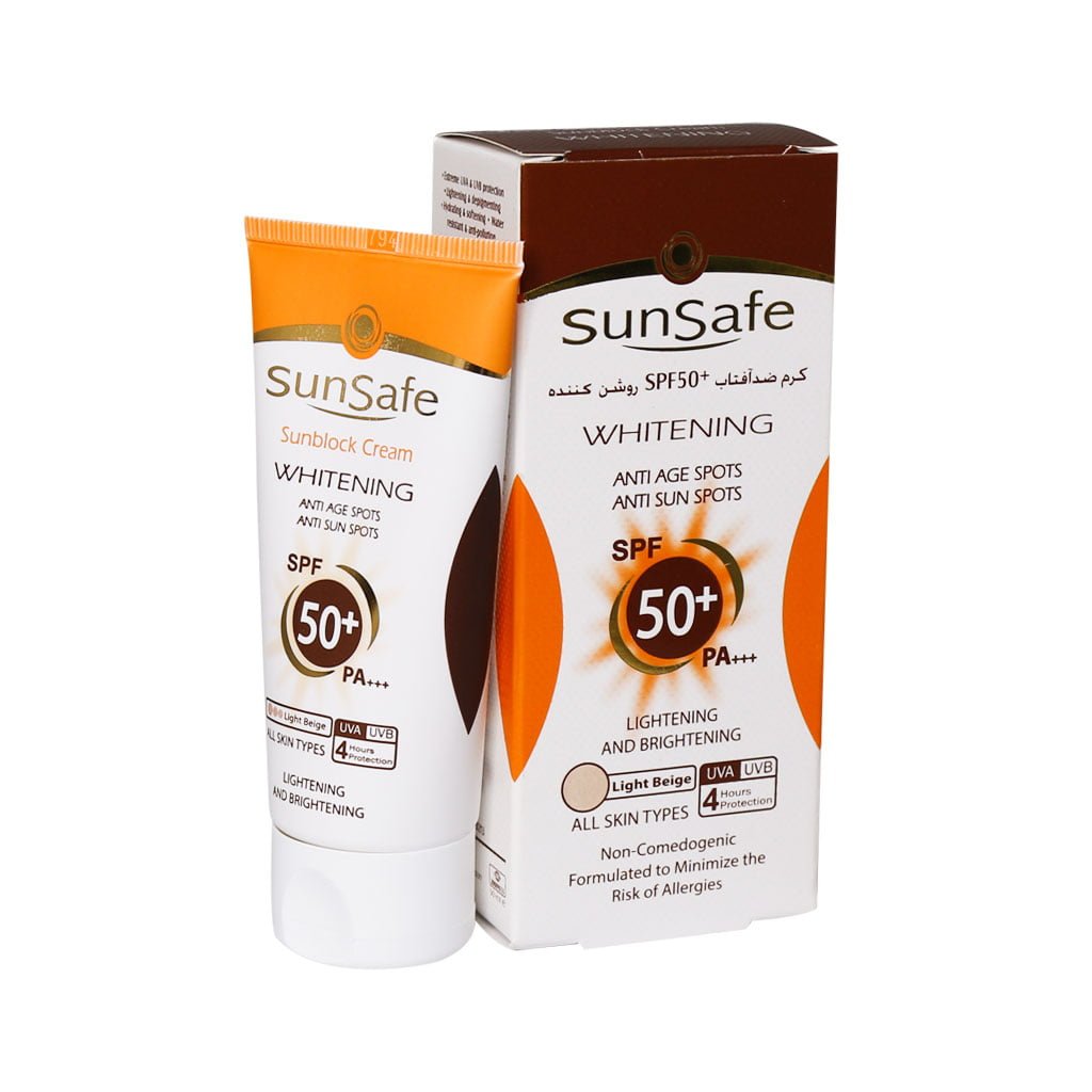 کرم ضد آفتاب SPF50 روشن کننده سان سیف مناسب انواع پوست