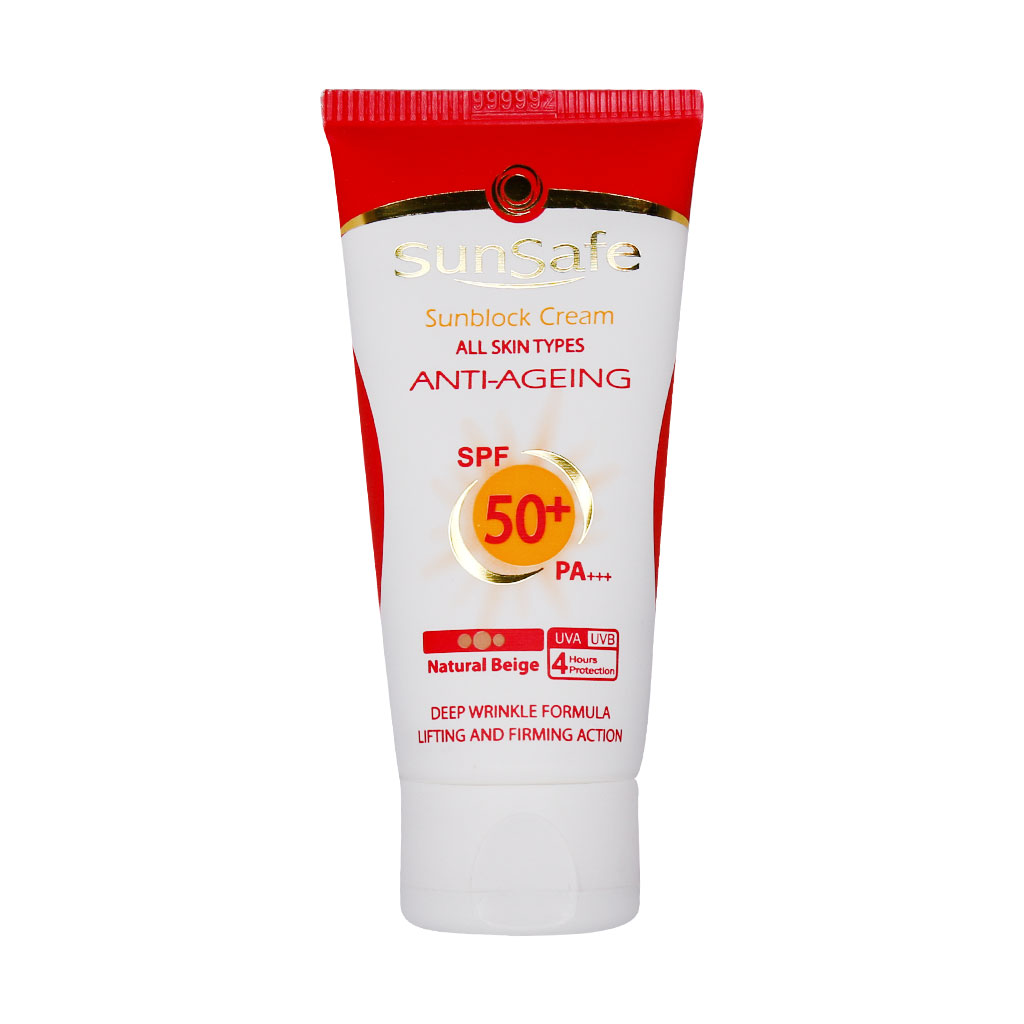 کرم ضد آفتاب و ضد چروک سان سیف SPF50 نچرال بژ